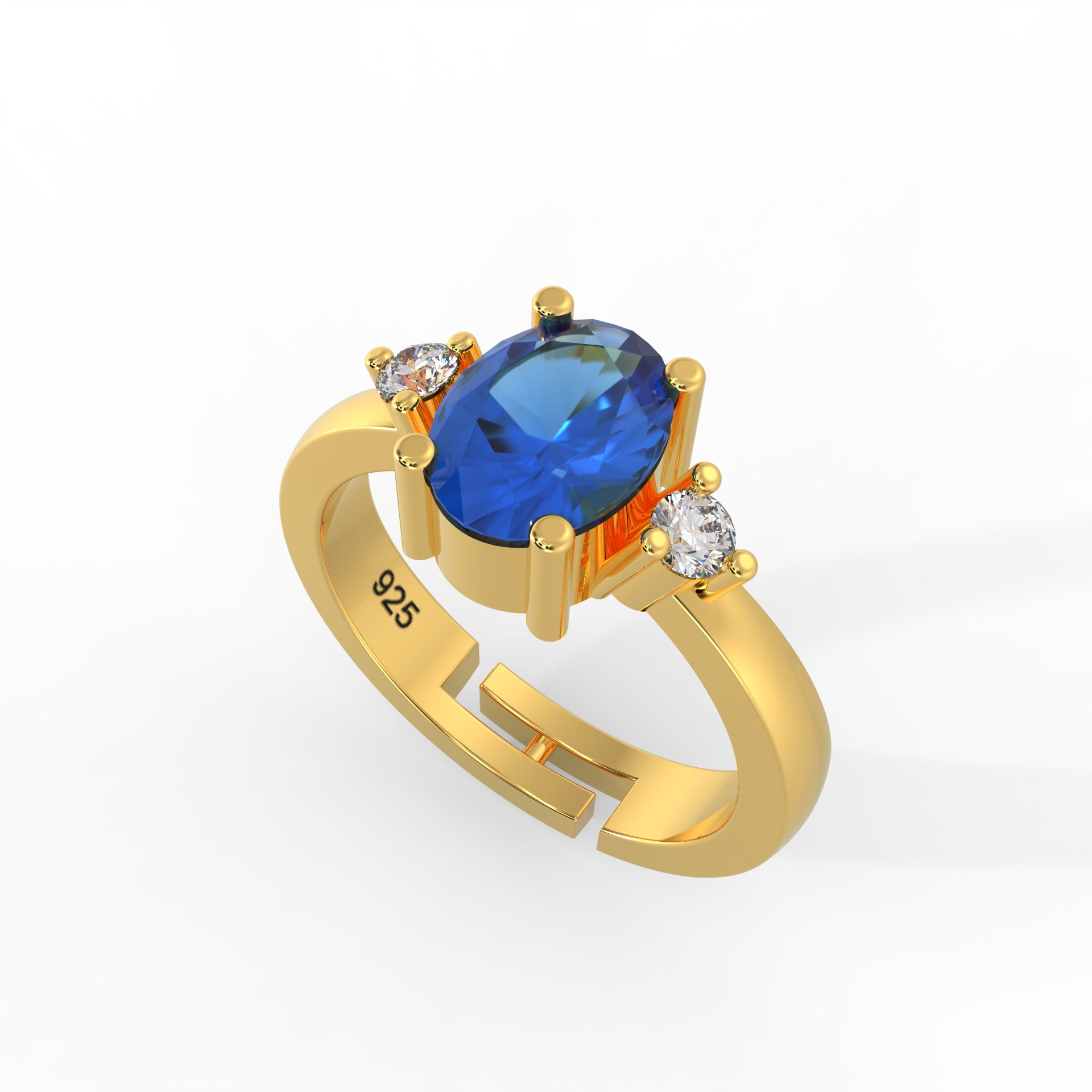 925 sterling silver gold plated ring safayar stone CZ ring